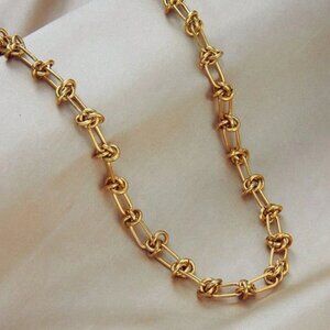 Gold Stainless Steel Knot Necklace